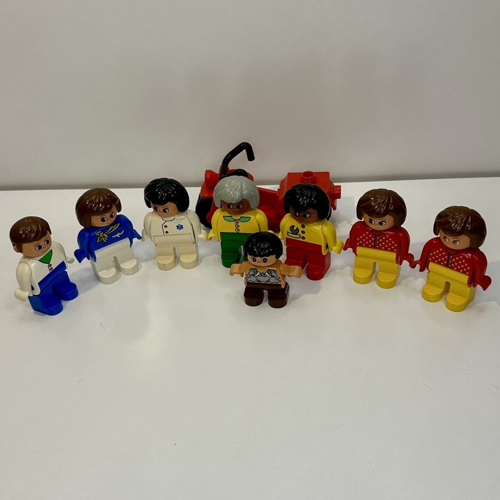 Lot of 8 Lego Toddler Duplo Figures Minifigures Variety Professions Motorcycle